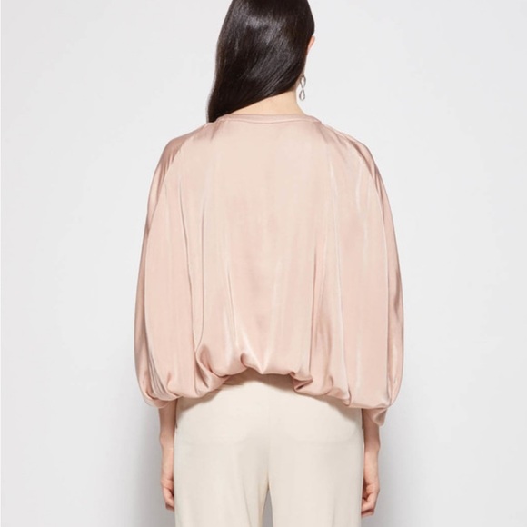 Jonathan Simkhai Audrey Fluid Satin Button-Up Blouse Cape NWT - Picture 6 of 13